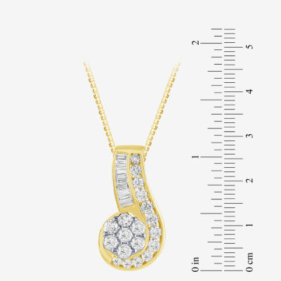 (G / Si2) Womens 2 CT. T.W. Lab Grown White Diamond 10K Gold Flower 18 Inch Pendant Necklace