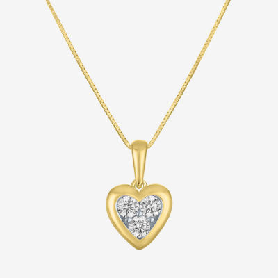 G-H / Si2-I1) Womens 1 1/ CT. T.W. Lab Grown White Diamond 10K Gold Heart Pendant Necklace