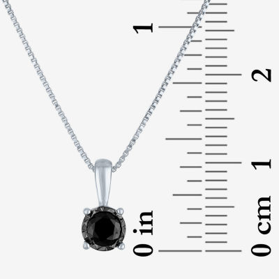 Womens 1/4 CT. T.W. Natural Black Diamond Sterling Silver Circle Pendant Necklace