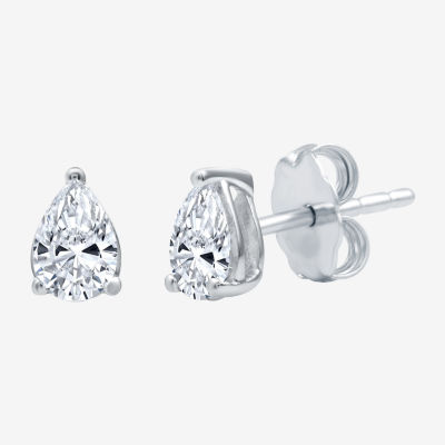 Ever Star (H-I / Si2-I1) 1 CT. T.W. Lab Grown White Diamond 10K White Gold Pear Stud Earrings