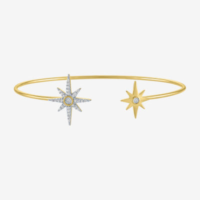 Diamond Addiction (G-H / I1-I2) North Star Womens 1/10 CT. T.W. White Diamond 14K Gold Over Silver Sterling Silver Cuff Bracelet