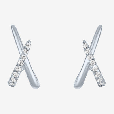 Diamond Addiction (G-H / I1-I2) 1/10 CT. T.W. Lab Grown White Diamond Sterling Silver Hoop Earrings