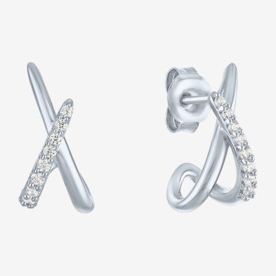 Diamond Addiction (G-H / I1-I2) 1/10 CT. T.W. Lab Grown White Diamond Sterling Silver Hoop Earrings