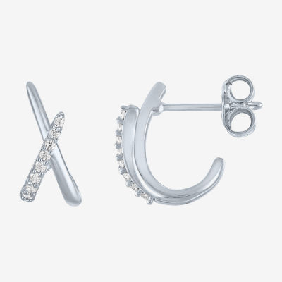 Diamond Addiction (G-H / I1-I2) Womens 1/10 CT. T.W. Lab Grown White Diamond Sterling Silver 14mm Hoop Earrings