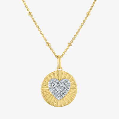 Diamond Addiction (G-H / I1-I2) Womens 1/10 CT. T.W. Lab Grown White Diamond 14K Gold Over Silver Sterling Silver Heart Pendant Necklace