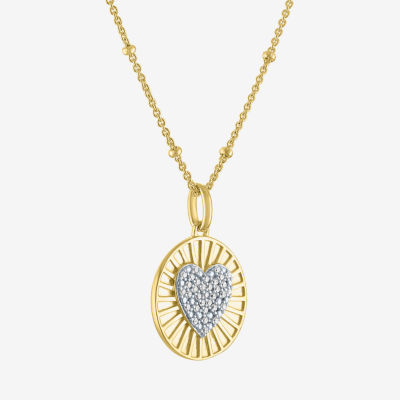 Diamond Addiction (G-H / I1-I2) Womens 1/10 CT. T.W. Lab Grown White Diamond 14K Gold Over Silver Sterling Silver Heart Pendant Necklace