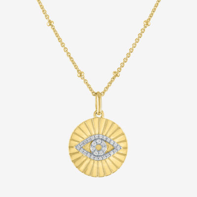 Diamond Addiction (G-H / I1-I2) Womens 1/10 CT. T.W. Lab Grown White Diamond 14K Gold Over Silver Sterling Silver Evil Eye Pendant Necklace