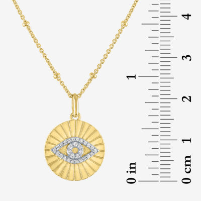 Diamond Addiction (G-H / I1-I2) Womens 1/10 CT. T.W. Lab Grown White Diamond 14K Gold Over Silver Sterling Silver Evil Eye Pendant Necklace