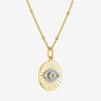 Diamond Addiction (G-H / I1-I2) Womens 1/10 CT. T.W. Lab Grown White Diamond 14K Gold Over Silver Sterling Silver Evil Eye Pendant Necklace