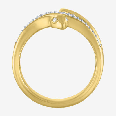 Diamond Addiction (G-H / I1-I2) "Snake" Womens 1/10 CT. T.W. Lab Grown White 14K Gold Over Silver Sterling Side Stone Cocktail Ring