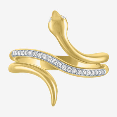 Diamond Addiction (G-H / I1-I2) "Snake" Womens 1/10 CT. T.W. Lab Grown White 14K Gold Over Silver Sterling Side Stone Cocktail Ring