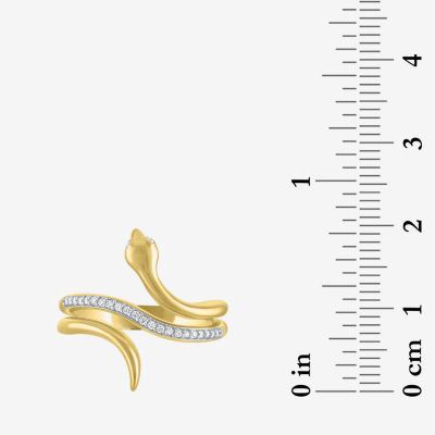 Diamond Addiction (G-H / I1-I2) "Snake" Womens 1/10 CT. T.W. Lab Grown White 14K Gold Over Silver Sterling Side Stone Cocktail Ring