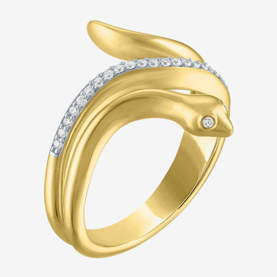 Diamond Addiction (G-H / I1-I2) "Snake" Womens 1/10 CT. T.W. Lab Grown White 14K Gold Over Silver Sterling Side Stone Cocktail Ring