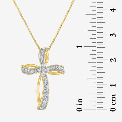 Diamond Blossom (G-H / I1-I2) Womens 1/4 CT. T.W. Lab Grown Yellow Diamond 14K Gold Over Silver Sterling Silver Cross Pendant Necklace