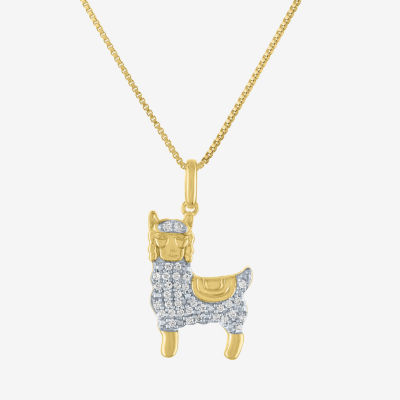 Llama" (G-H / I1-I2)" Womens 1/10 CT. T.W. Lab Grown White Diamond 14K Gold Over Silver Sterling Silver Pendant Necklace