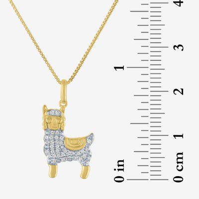 Llama" (G-H / I1-I2)" Womens 1/10 CT. T.W. Lab Grown White Diamond 14K Gold Over Silver Sterling Silver Pendant Necklace