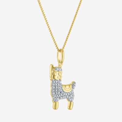 Llama" (G-H / I1-I2)" Womens 1/10 CT. T.W. Lab Grown White Diamond 14K Gold Over Silver Sterling Silver Pendant Necklace