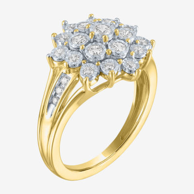 G-H/ I1-I2) Womens 1/2 CT. T.W. Lab Grown White Diamond 14K Gold Over Silver Cocktail Ring