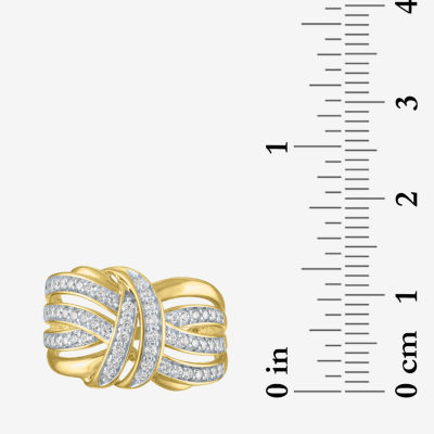 (G-H/ I1-I2) Womens 1/2 CT. T.W. Lab Grown White Diamond 14K Gold Over Silver Cocktail Ring