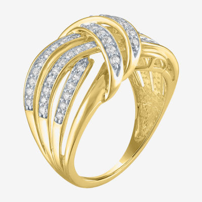 (G-H/ I1-I2) Womens 1/2 CT. T.W. Lab Grown White Diamond 14K Gold Over Silver Cocktail Ring