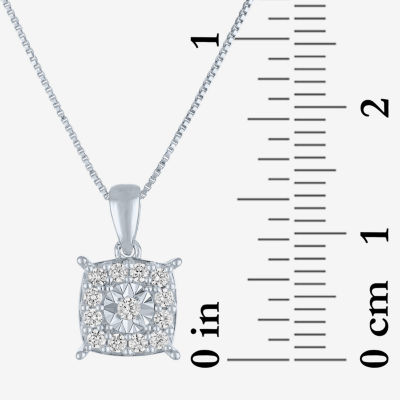 (G-H/ I1-I2) Womens 1/4 CT. T.W. Lab Grown White Diamond Sterling Silver Cushion Pendant Necklace