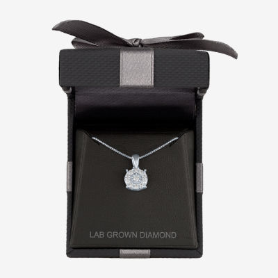 (G-H/ I1-I2) Womens 1/4 CT. T.W. Lab Grown White Diamond Sterling Silver Round Pendant Necklace