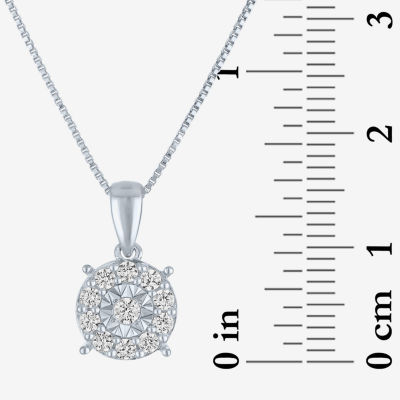 (G-H/ I1-I2) Womens 1/4 CT. T.W. Lab Grown White Diamond Sterling Silver Round Pendant Necklace