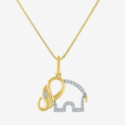 (G-H / I1-I2) Elephant Womens 1/10 CT. T.W. Lab Grown White Diamond 14K Gold Over Silver Sterling Silver Pendant Necklace