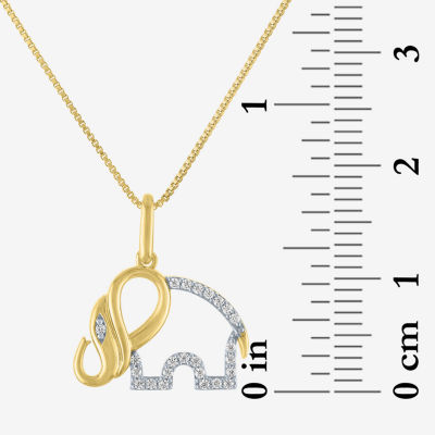 (G-H / I1-I2) Elephant Womens 1/10 CT. T.W. Lab Grown White Diamond 14K Gold Over Silver Sterling Silver Pendant Necklace