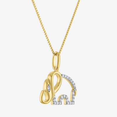 (G-H / I1-I2) Elephant Womens 1/10 CT. T.W. Lab Grown White Diamond 14K Gold Over Silver Sterling Silver Pendant Necklace