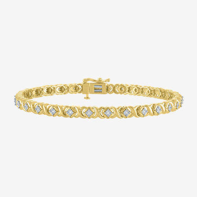 (I1-I2/ G-H) Womens 14K Gold Over Silver 7.25 Inch Chain Bracelet