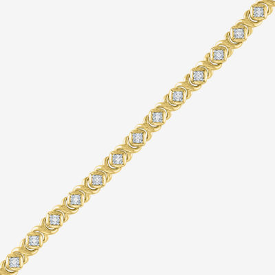 (I1-I2/ G-H) Womens 14K Gold Over Silver 7.25 Inch Chain Bracelet