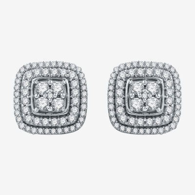 1 CT. T.W. Mined White Diamond Sterling Silver 11.7mm Stud Earrings