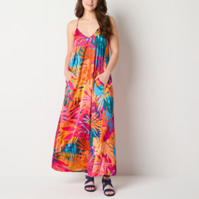 Be by CHETTA B Womens Sleeveless Leaf Maxi Dress