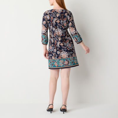 R & K Originals 3/4 Sleeve Puff Print Shift Dress