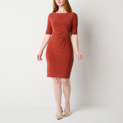 Jessica Howard Womens Short Sleeve Sheath Dress