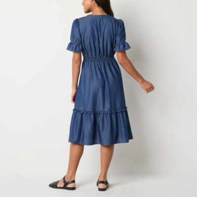 Frye and Co. Womens Short Sleeve Midi Sundress