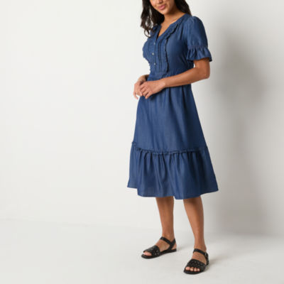 Frye and Co. Womens Short Sleeve Midi Sundress