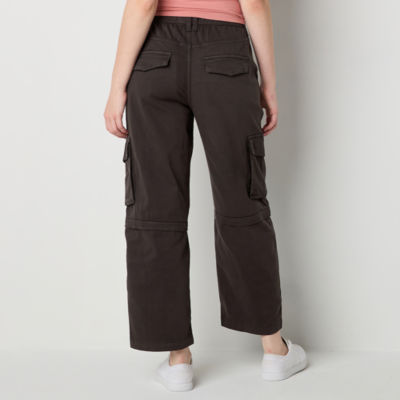 Arizona Womens Mid Rise Stretch Fabric Straight Cargo Pant-Juniors