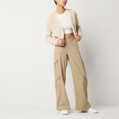 Arizona Womens High Rise Straight Easy-on + Easy-off Cargo Pant-Juniors