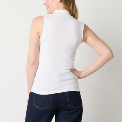 a.n.a Womens Ribbed Sleeveless Mock Neck Top