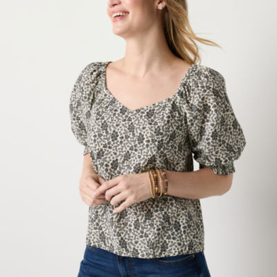 a.n.a Womens Sweetheart Neck Elbow Sleeve Blouse