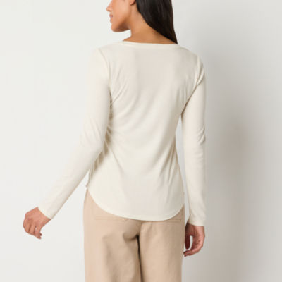 a.n.a Womens Long Sleeve Henley Shirt