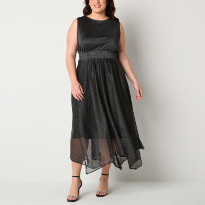 Danny & Nicole Plus Sleeveless Midi Fit + Flare Dress, Color: Black Silver  - JCPenney