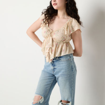 Arizona Juniors Womens Short Sleeve Blouse