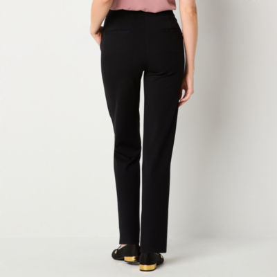 Liz Claiborne Womens Mid Rise Straight Pull-On Pants