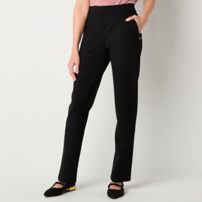 Liz Claiborne Womens Mid Rise Straight Pull-On Pants