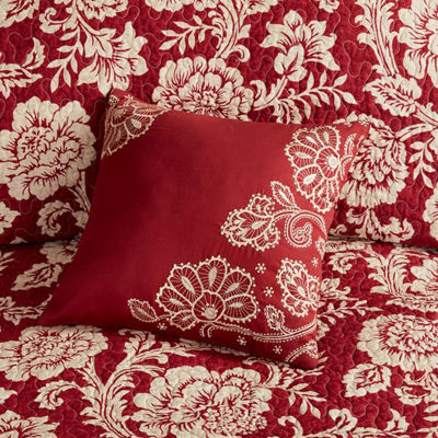 Madison Park Georgia 6-Pc Reversible Cotton Twill Quilt Set With Throw Pillows
