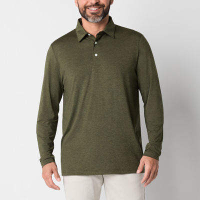 St. John's Bay Performance Mens Classic Fit Long Sleeve Polo Shirt