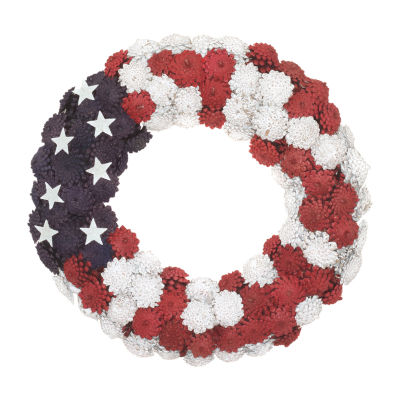 National Tree Co. 18in Patriotic Flag Indoor Outdoor Wreath